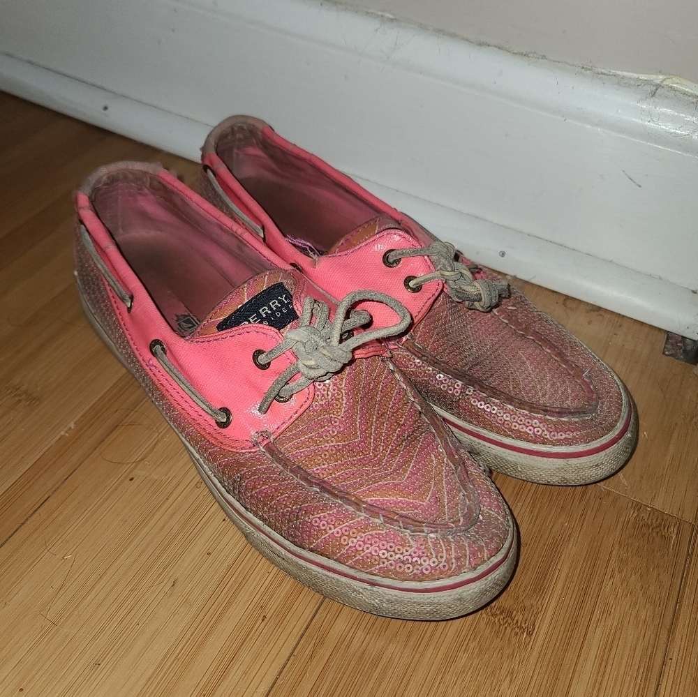Sperry | Pink Sequin Boat Shoes Size 9